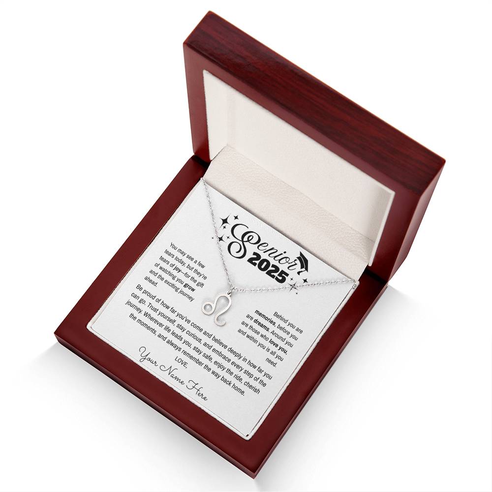 Personalized Zodiac Graduation Necklace – Senior 2025 Gift with Card Message