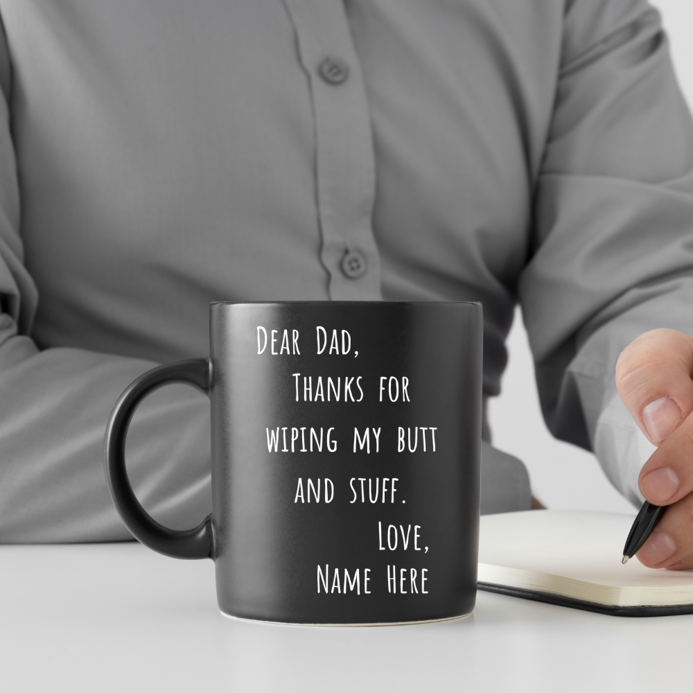 "Dear Dad" Funny Father Gift Mug - Black