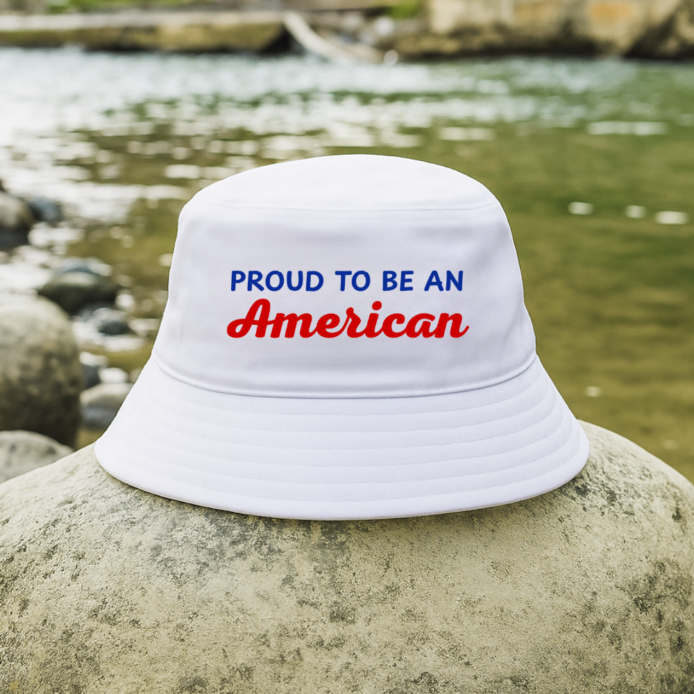 "Proud To Be An American" Embroidered Bucket Hat