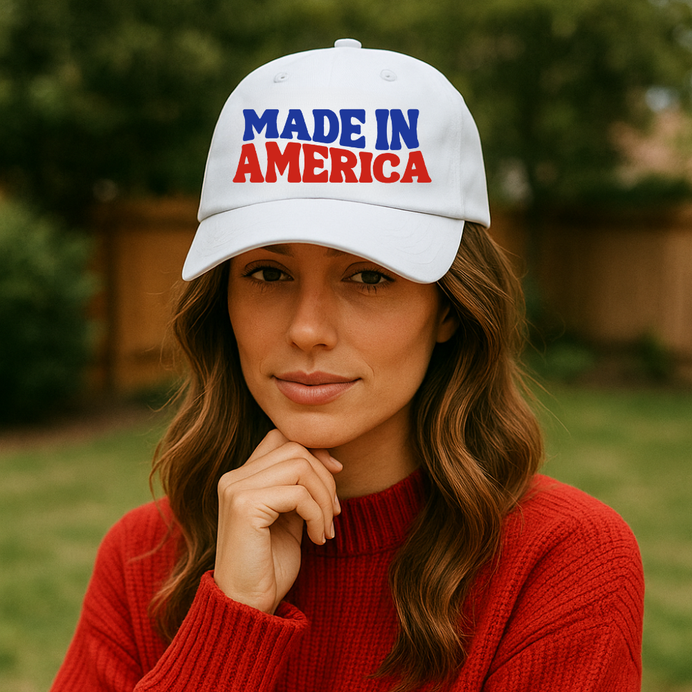 "Made in America" Embroidered Baseball Cap – Bold, Patriotic, and All-American