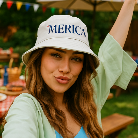" 'MERICA " Embroidered Bucket Hat