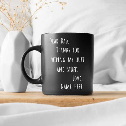 "Dear Dad" Funny Father Gift Mug - Black