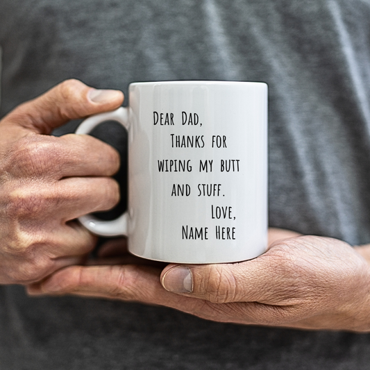 "Dear Dad" Funny Father Gift Mug - White