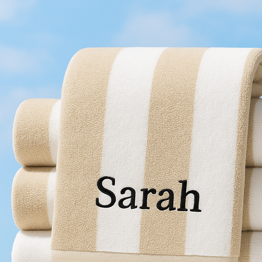 Personalized Cabana Stripe Beach Towel